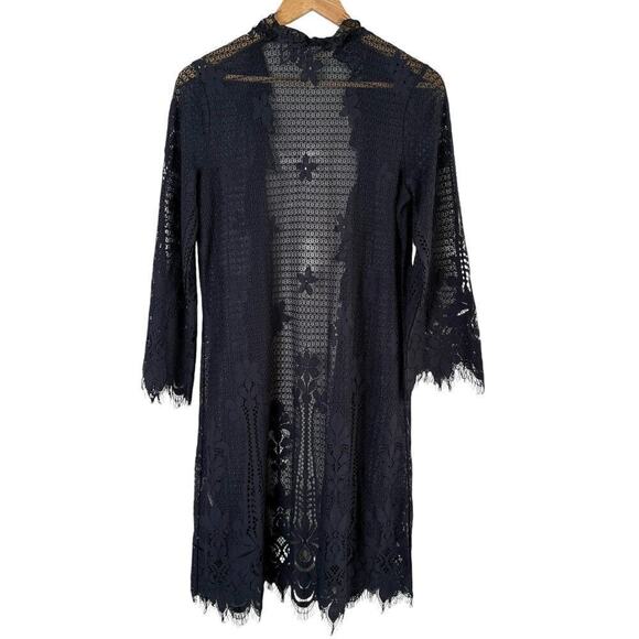 Soft Surroundings‎ Lace Open Front Long Cardigan in Black, Size XS - Picture 8 of 9